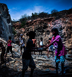 Children in Indian quarry