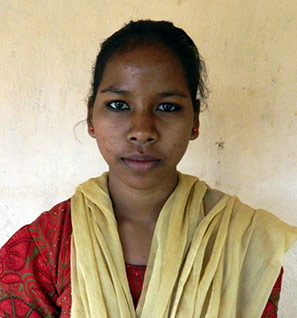 Indian woman looking into camera - square