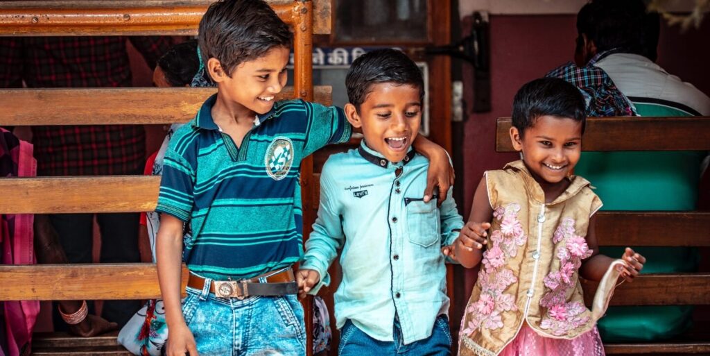 Group of three Indian children